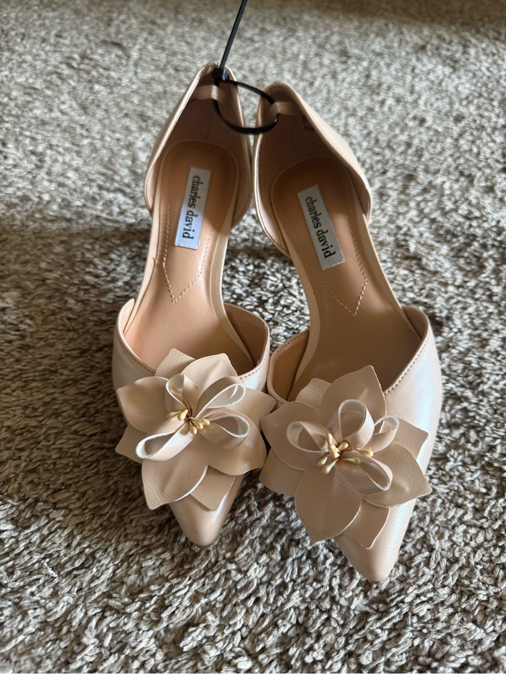 Charles David Women's Nude Pointed-Toe Floral D'Orsay Pumps Size 6.5